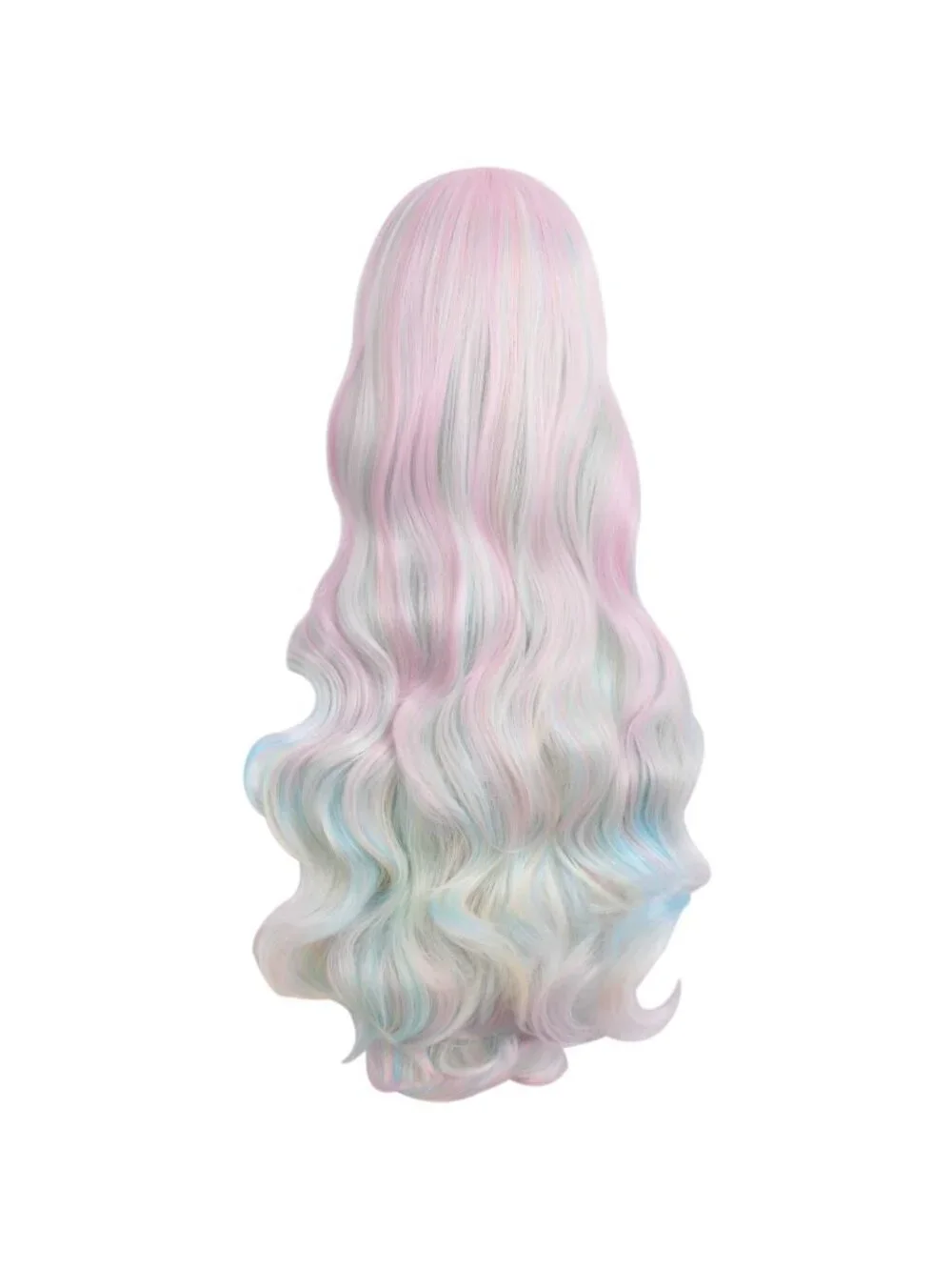 Women Pink Blue Blonde Synthetic Lolita Long Curly Clip On Ponytails Cosplay Wig